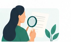 A person examining a statement with a magnifying glass