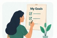 A person ticking off a list headed my goals